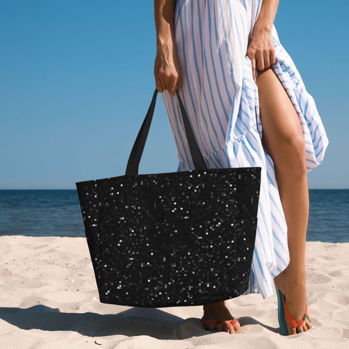 Yoga Fitness Images - Immagine stampata di paillettes nere Borsa