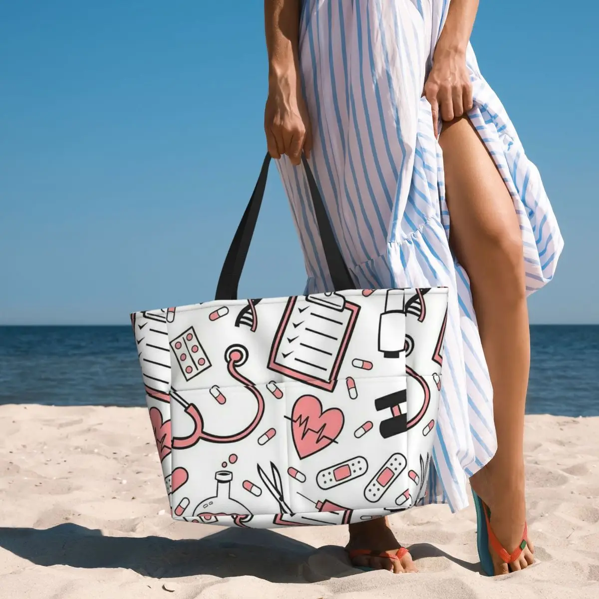 Yoga En Fitness - Borsa da Spiaggia Grande per Infermiere,